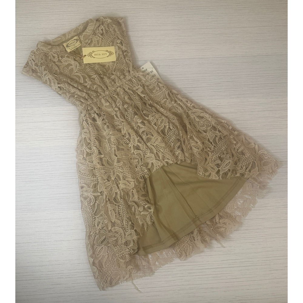 *NEW*Joyfolie Mia Joy Size 3 Hadley Dress Turtledove Lace High-Low NWT 72001324 - Picture 2 of 7
